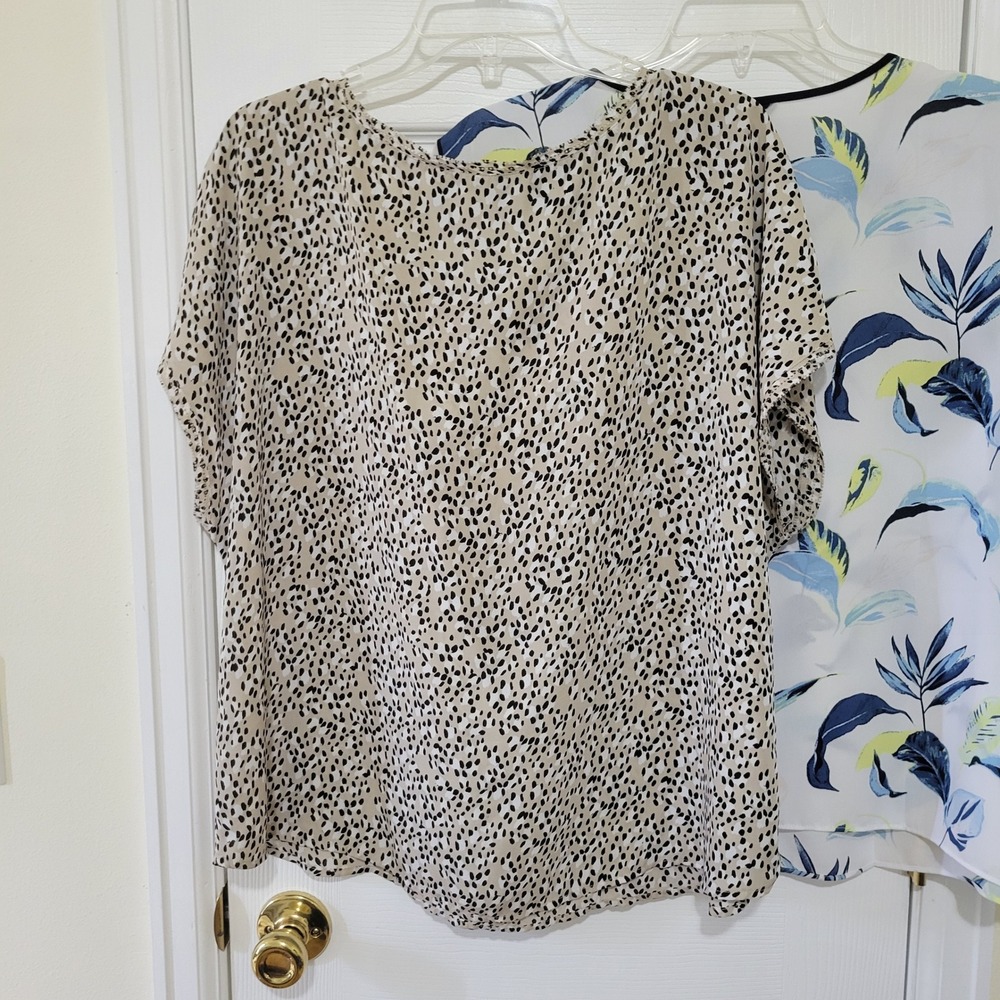 Banana Republic XL Blouse Lot f 2 Floral Tropical Animal Print Short Sleeve Tops - Picture 7 of 8